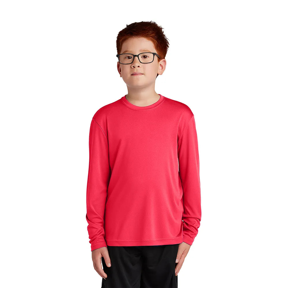 Sport-Tek Youth Long Sleeve PosiCharge Competitor Tee Decorated - Pink Raspberry (PMS 7425C)