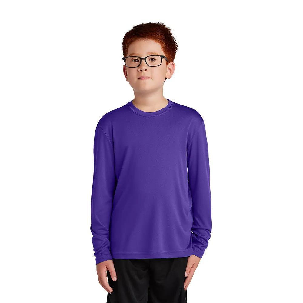 Sport-Tek Youth Long Sleeve PosiCharge Competitor Tee Decorated - Purple (PMS 7672C)