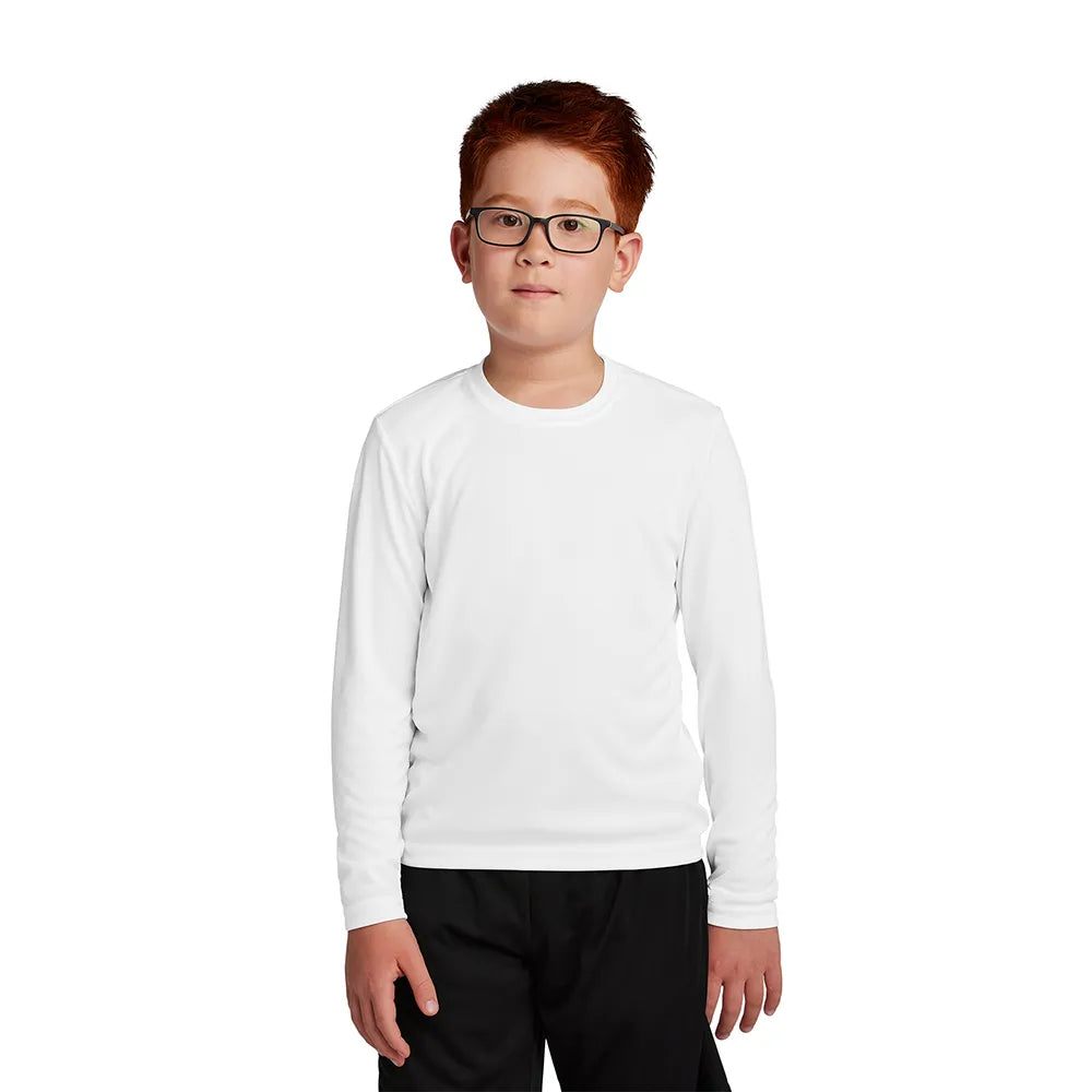 Sport-Tek Youth Long Sleeve PosiCharge Competitor Tee Decorated - White