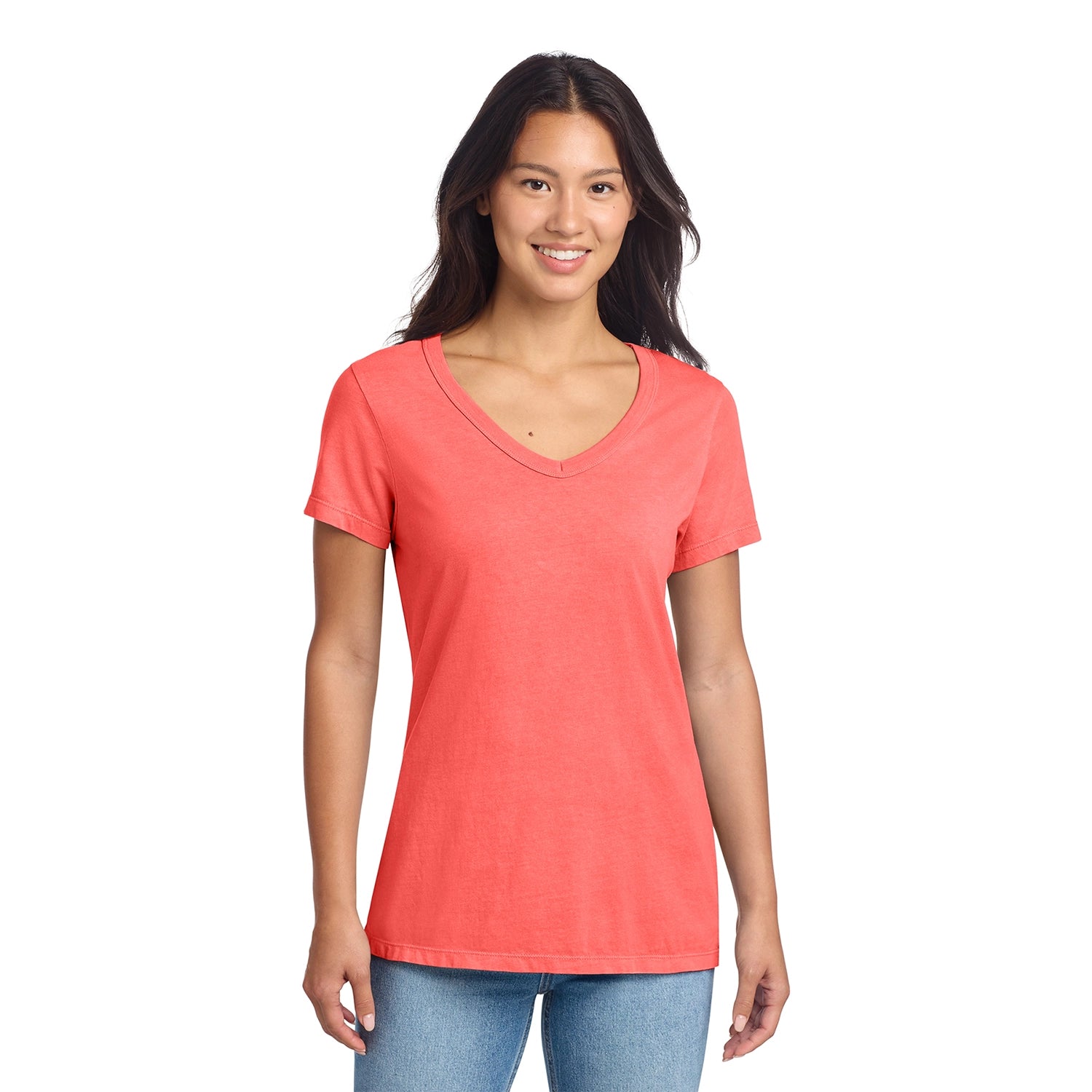 Port & Co Decorated Women's Beach Wash GarmentDyed VNeck Tee
