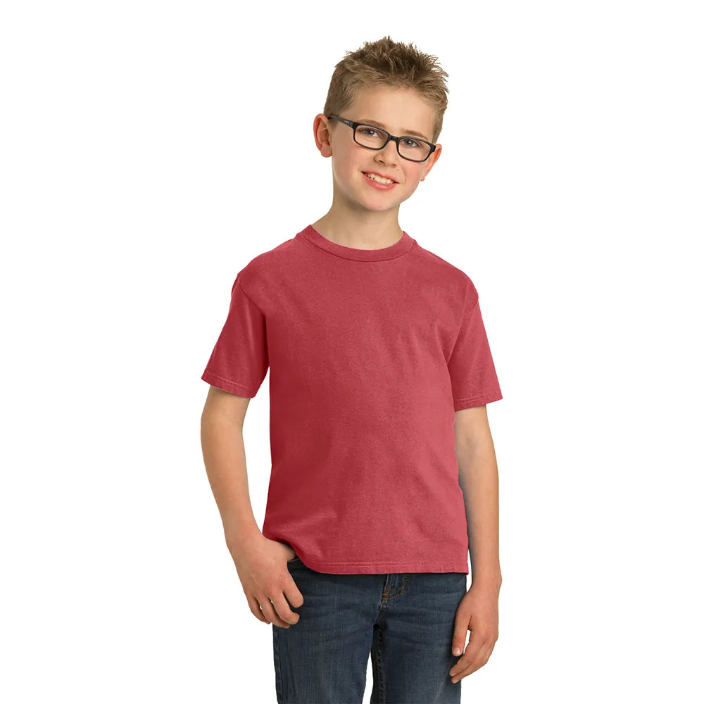 Port & Company Youth Beach Wash Garment-Dye Tee Decorated - Red Rock (PMS 7419C)