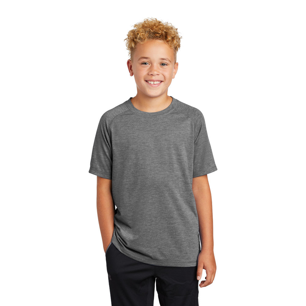 Sport-Tek Youth PosiCharge Tri-Blend Wicking Raglan Tee Decorated - Light Grey Heather (PMS COOL GRAY 5C)