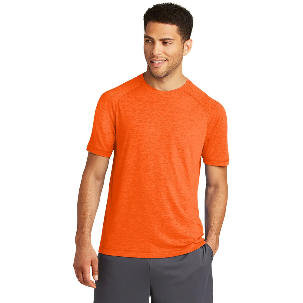 Sport-Tek PosiCharge Tri-Blend Wicking Raglan Tee Decorated - Deep Orange Heather (PMS 1645C)