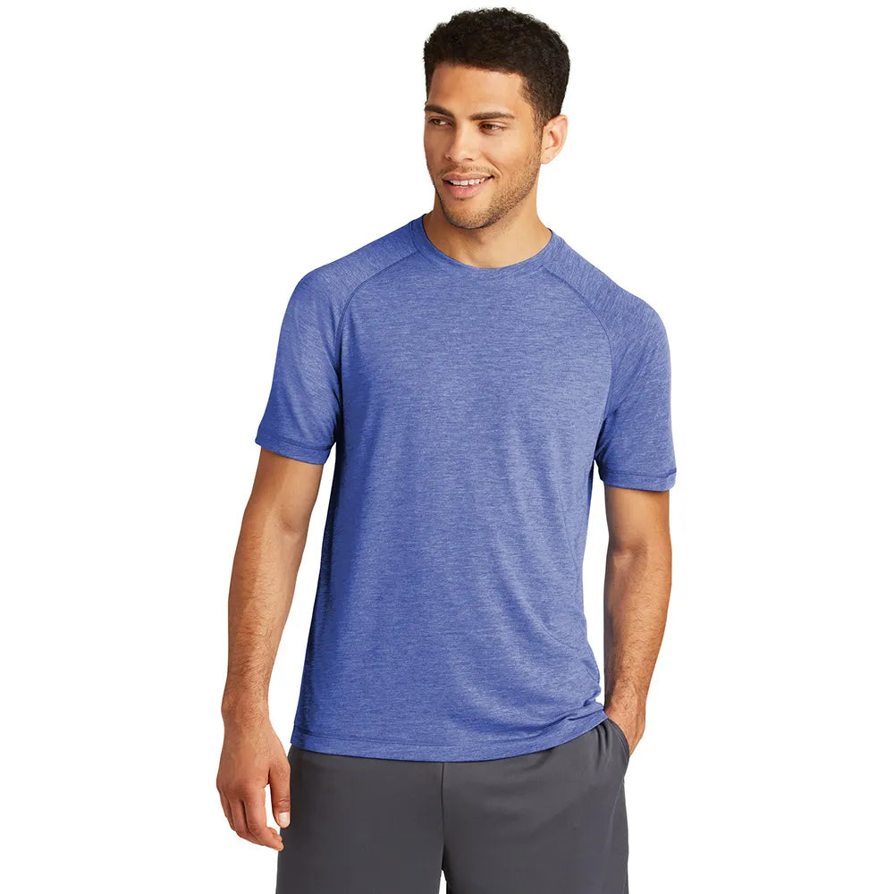 Sport-Tek PosiCharge Tri-Blend Wicking Raglan Tee Decorated - True Royal Blue Heather (PMS 7455C)