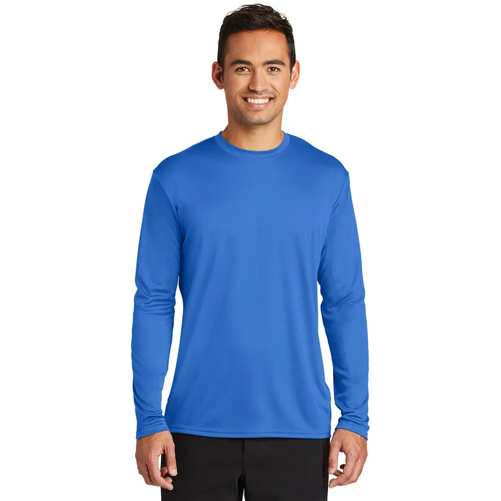 Port & Company Long Sleeve Performance Tee Decorated - Royal Blue (PMS 2133C)