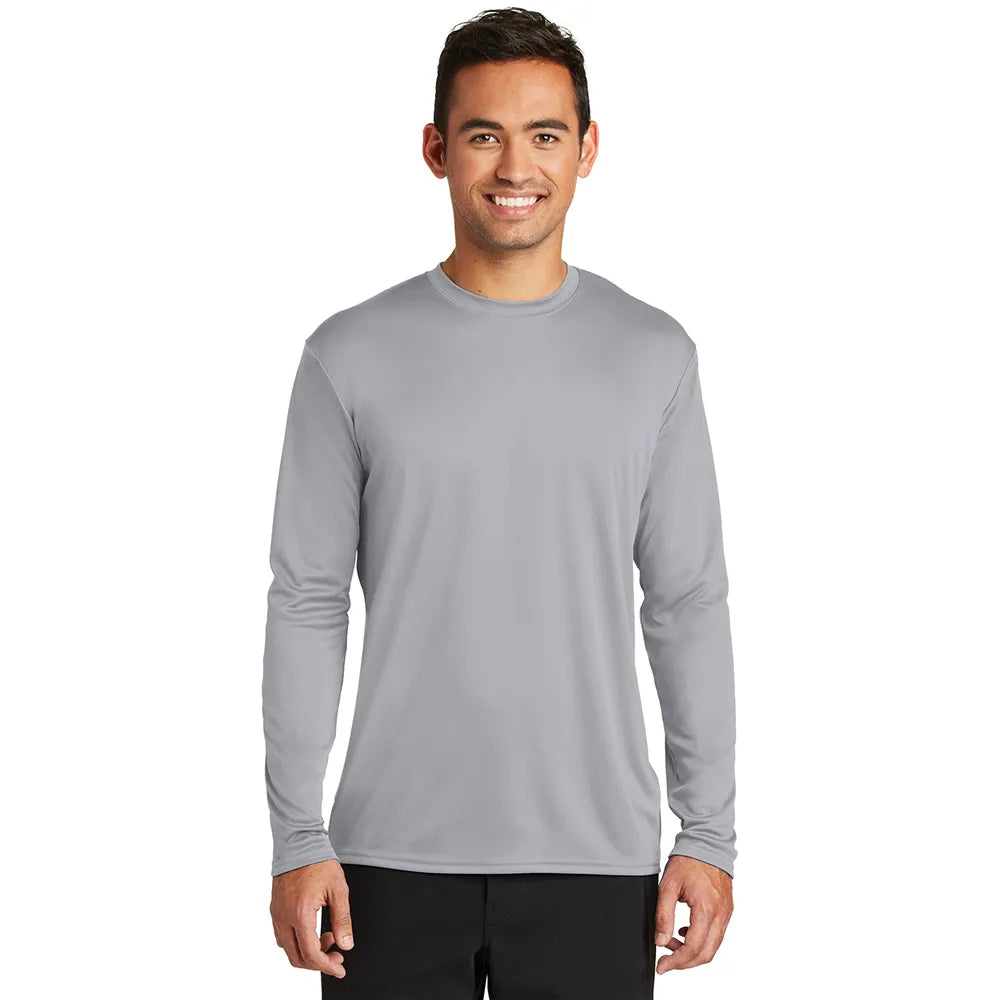 Port & Company Long Sleeve Performance Tee Decorated - Silver Grey (PMS 435C)