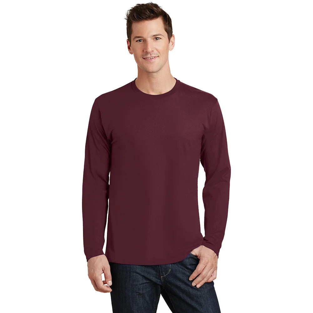 Port & Company Long Sleeve Fan Favorite Tee Decorated - Athletic Maroon Red