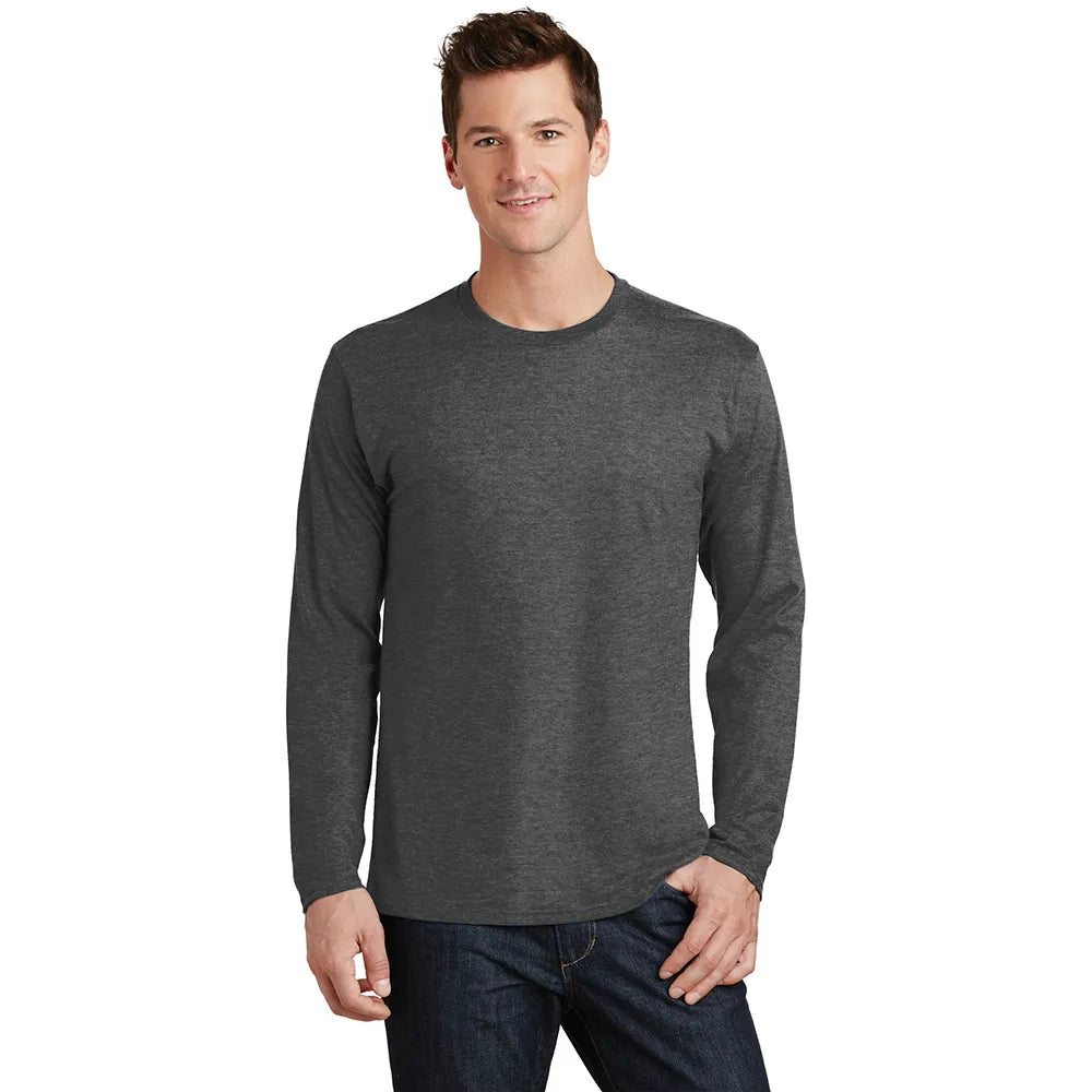 Port & Company Long Sleeve Fan Favorite Tee Decorated - Dark Heather Grey