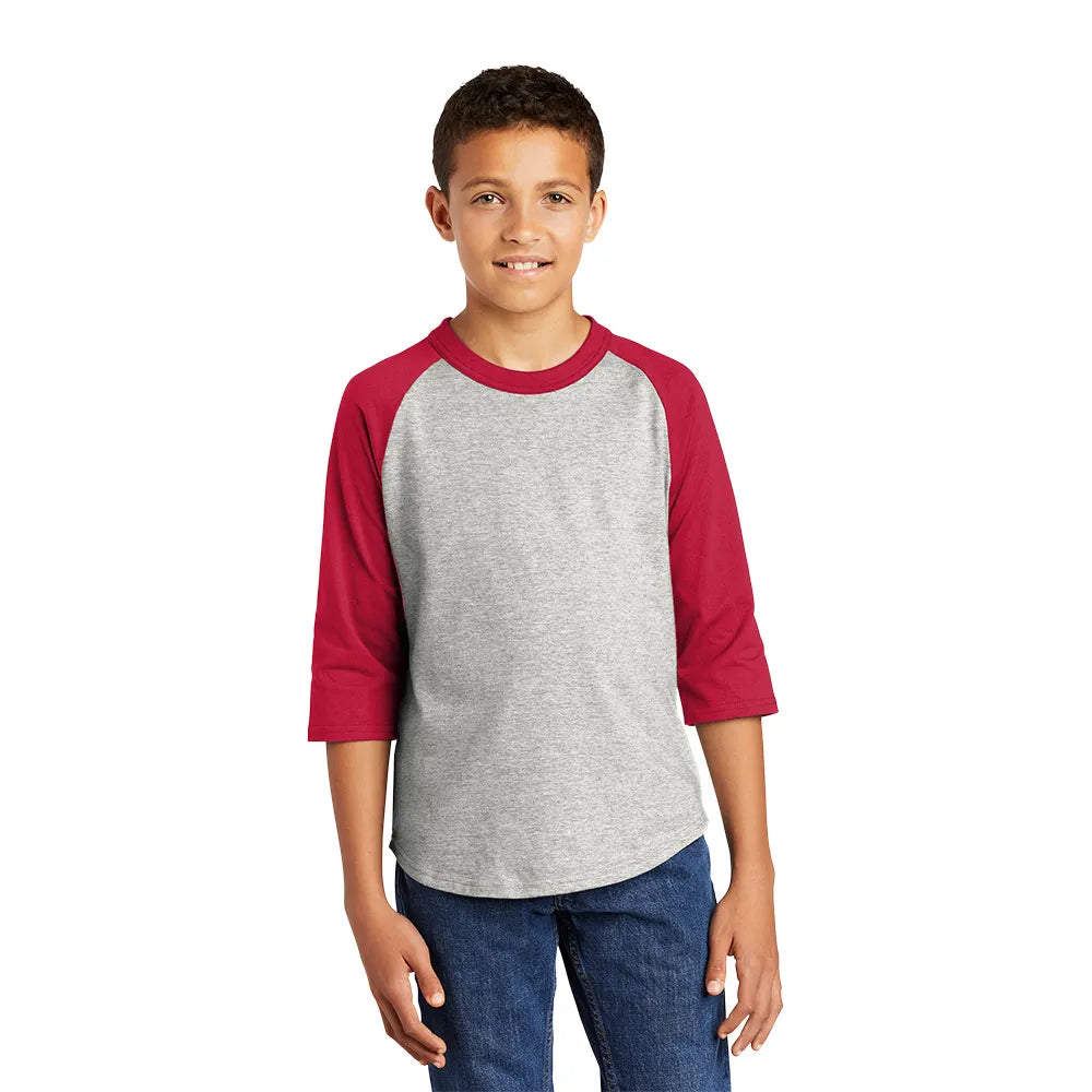 Sport-Tek Youth Colorblock Raglan Jersey Decorated - White/Red (PMS 207C)