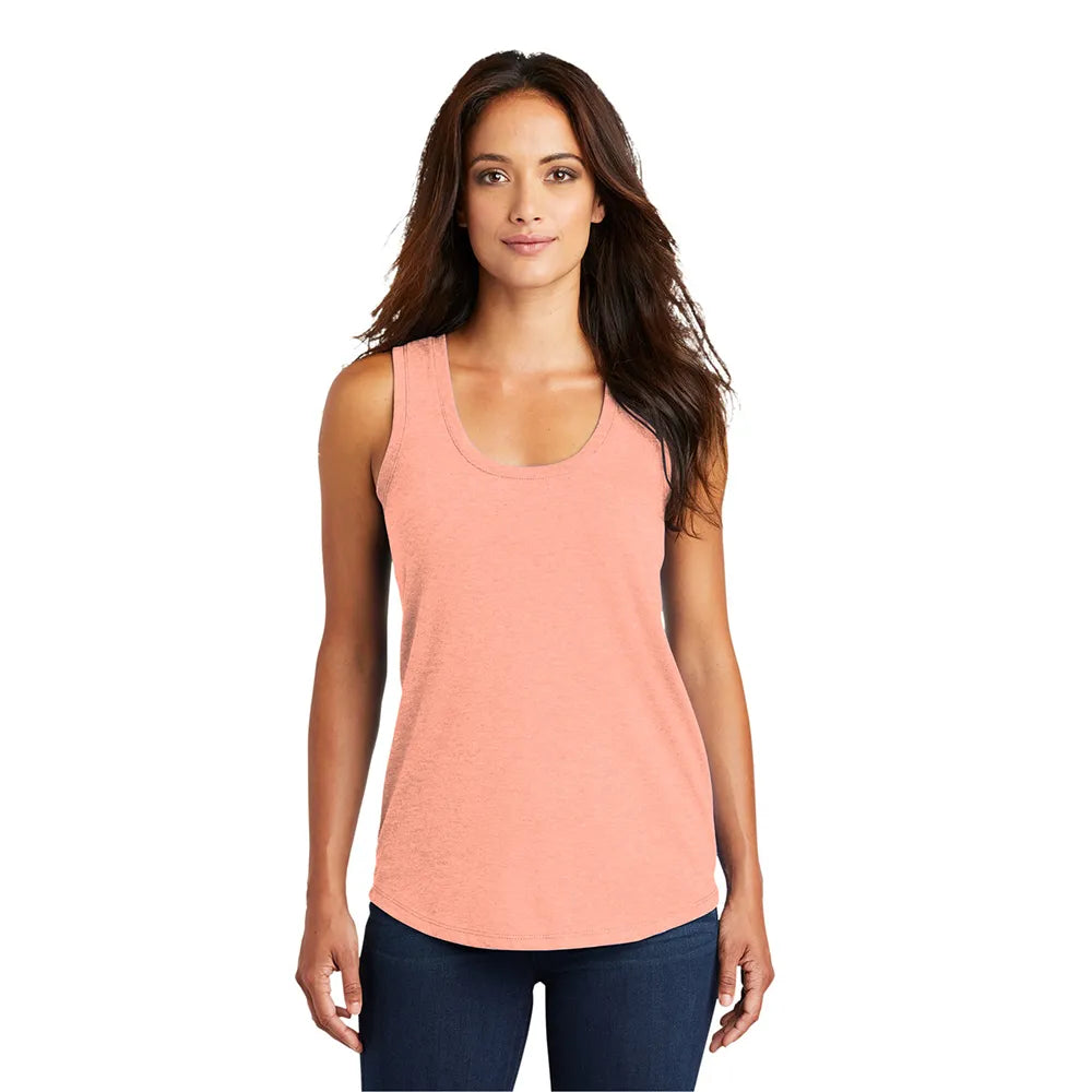 District Women’s Perfect Tri Racerback Tank Decorated - Heathered Dusty Peach Orange