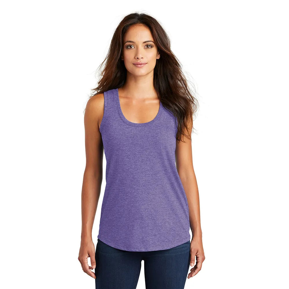 District Women’s Perfect Tri Racerback Tank Decorated - Purple Frost
