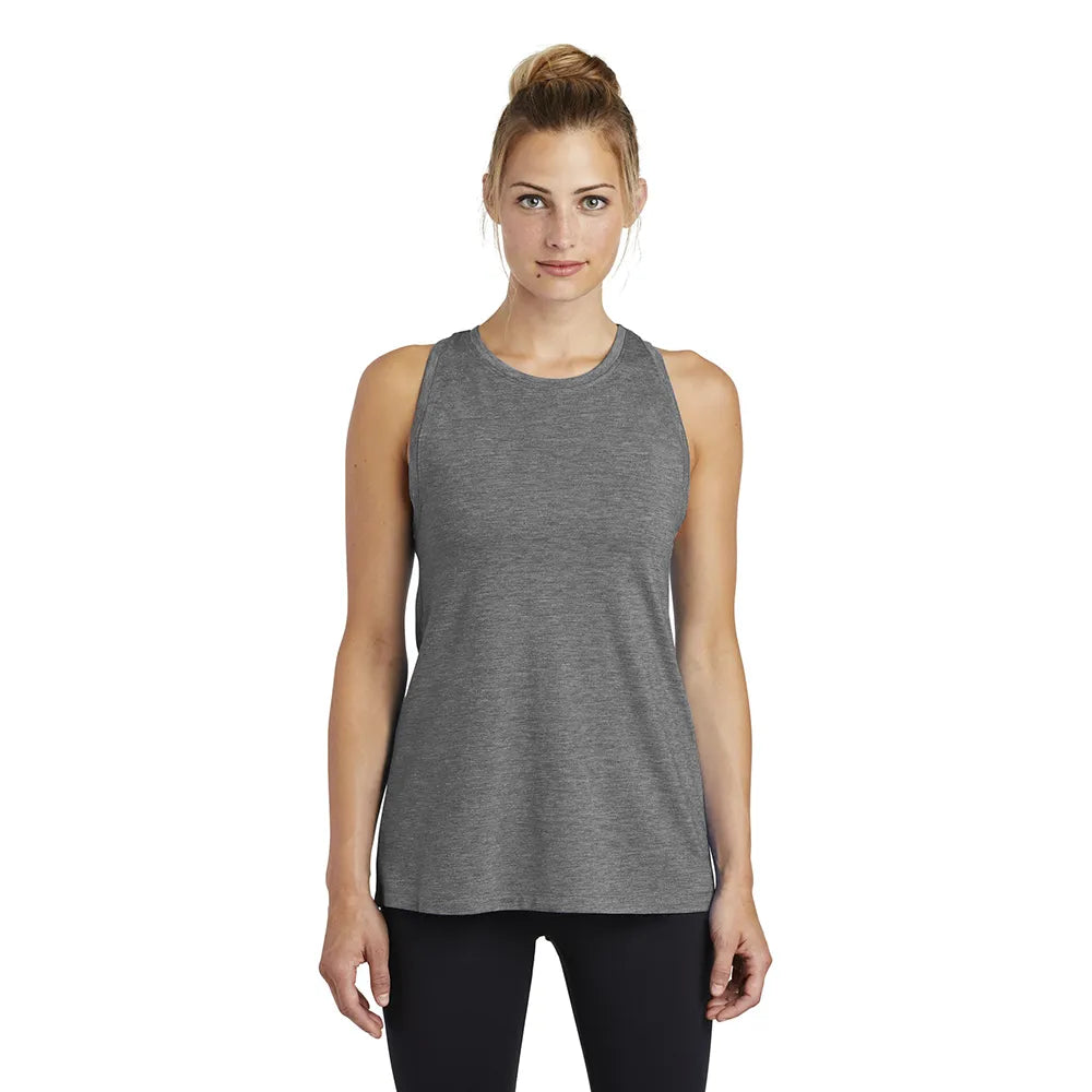 Sport-Tek Women's PosiCharge Tri-Blend Wicking Tank Decorated - Dark Grey Heather