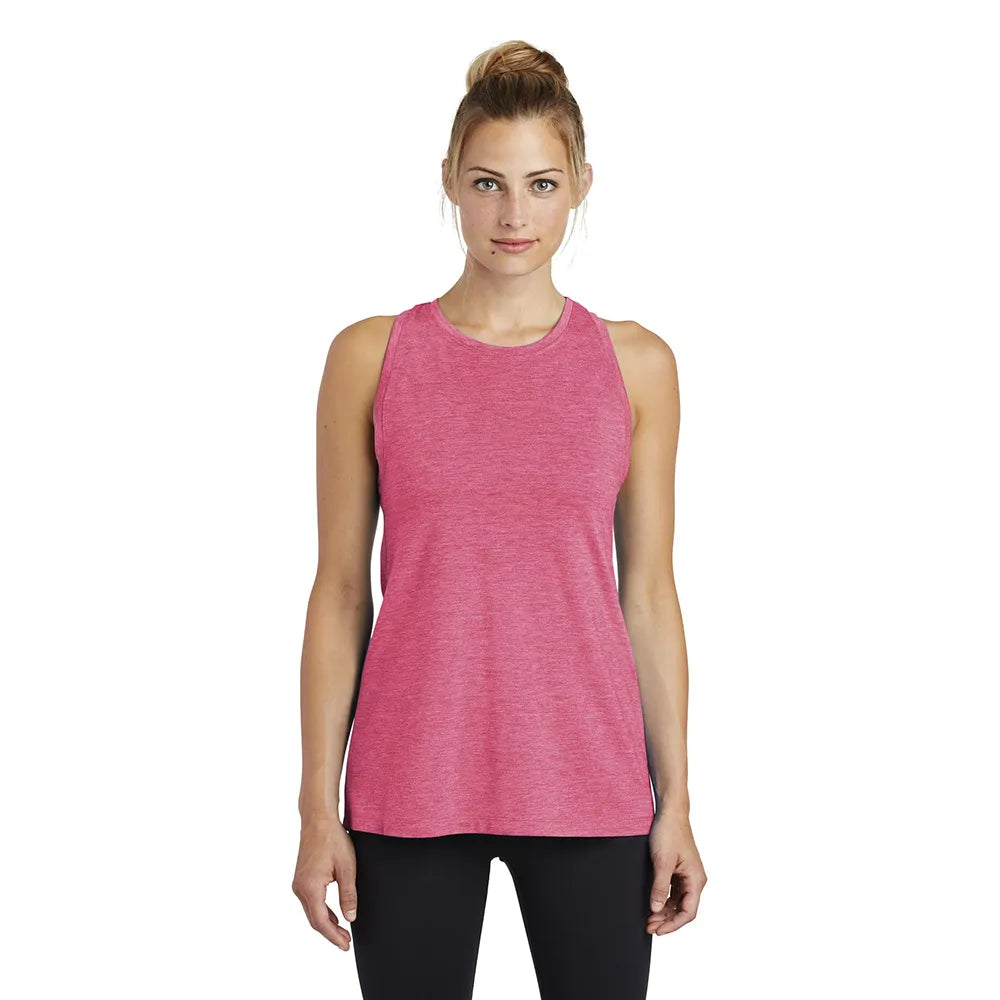 Sport-Tek Women's PosiCharge Tri-Blend Wicking Tank Decorated - Pink Raspberry Heather