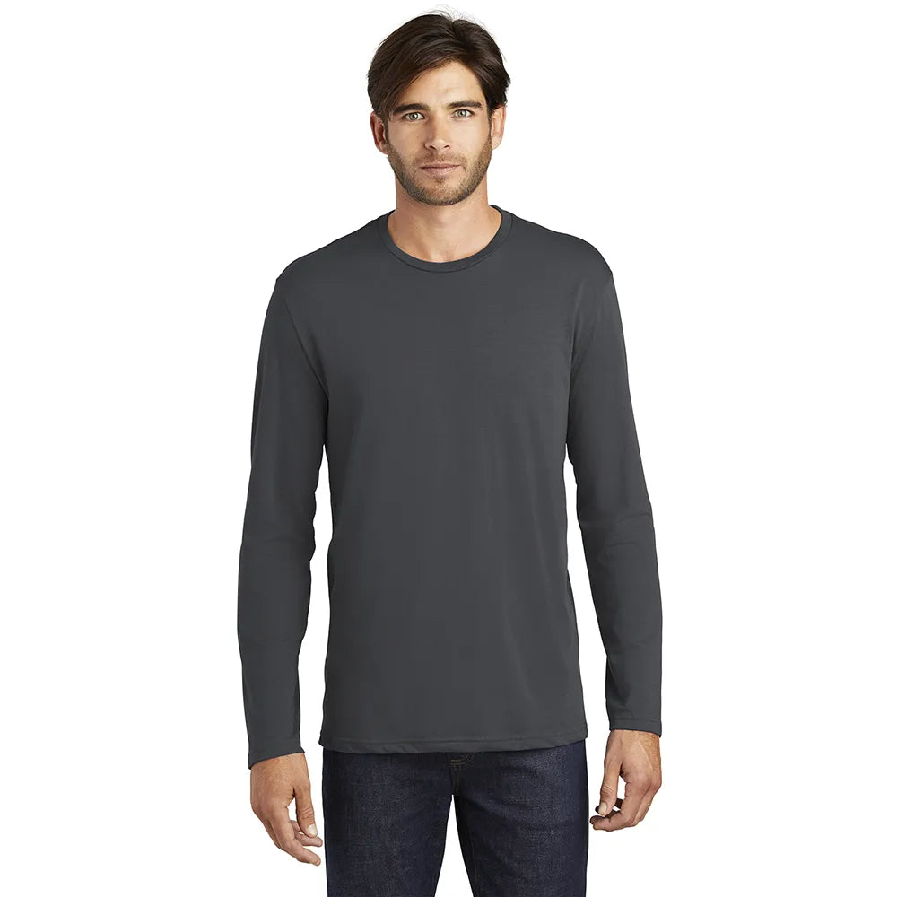 District Perfect Weight Long Sleeve Tee Decorated - Charcoal Grey