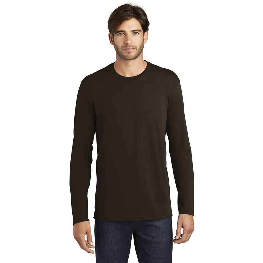 District Perfect Weight Long Sleeve Tee Decorated - Espresso Brown