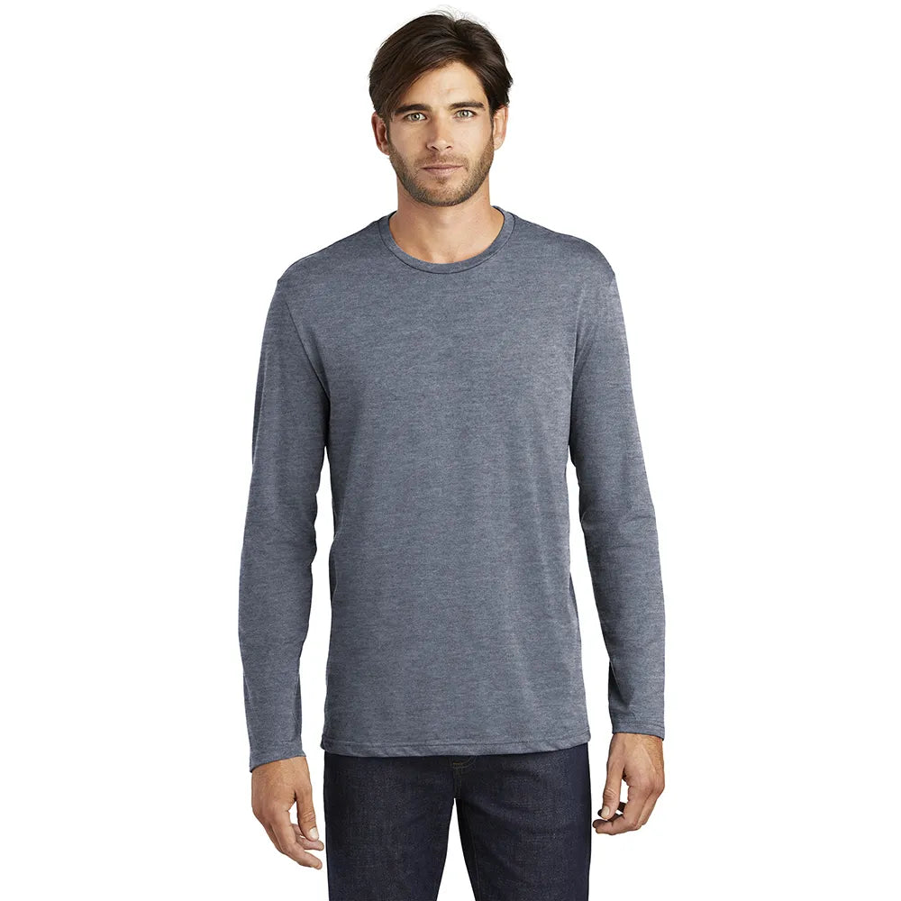 District Perfect Weight Long Sleeve Tee Decorated - Heathered Navy Blue