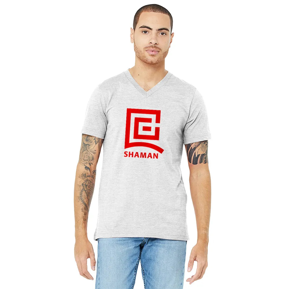 BELLA+CANVAS Unisex Jersey Short Sleeve V-Neck Tee Decorated - Ash Grey