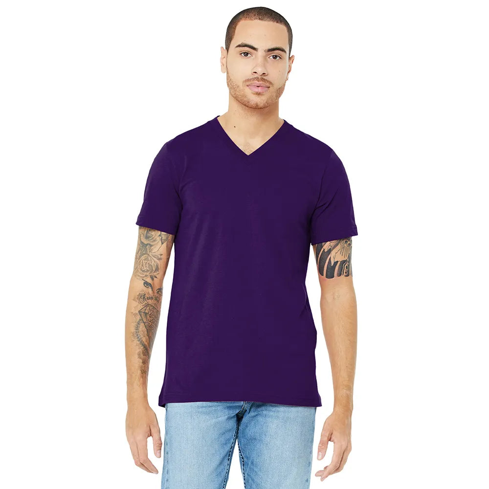 BELLA+CANVAS Unisex Jersey Short Sleeve V-Neck Tee Decorated - Team Purple