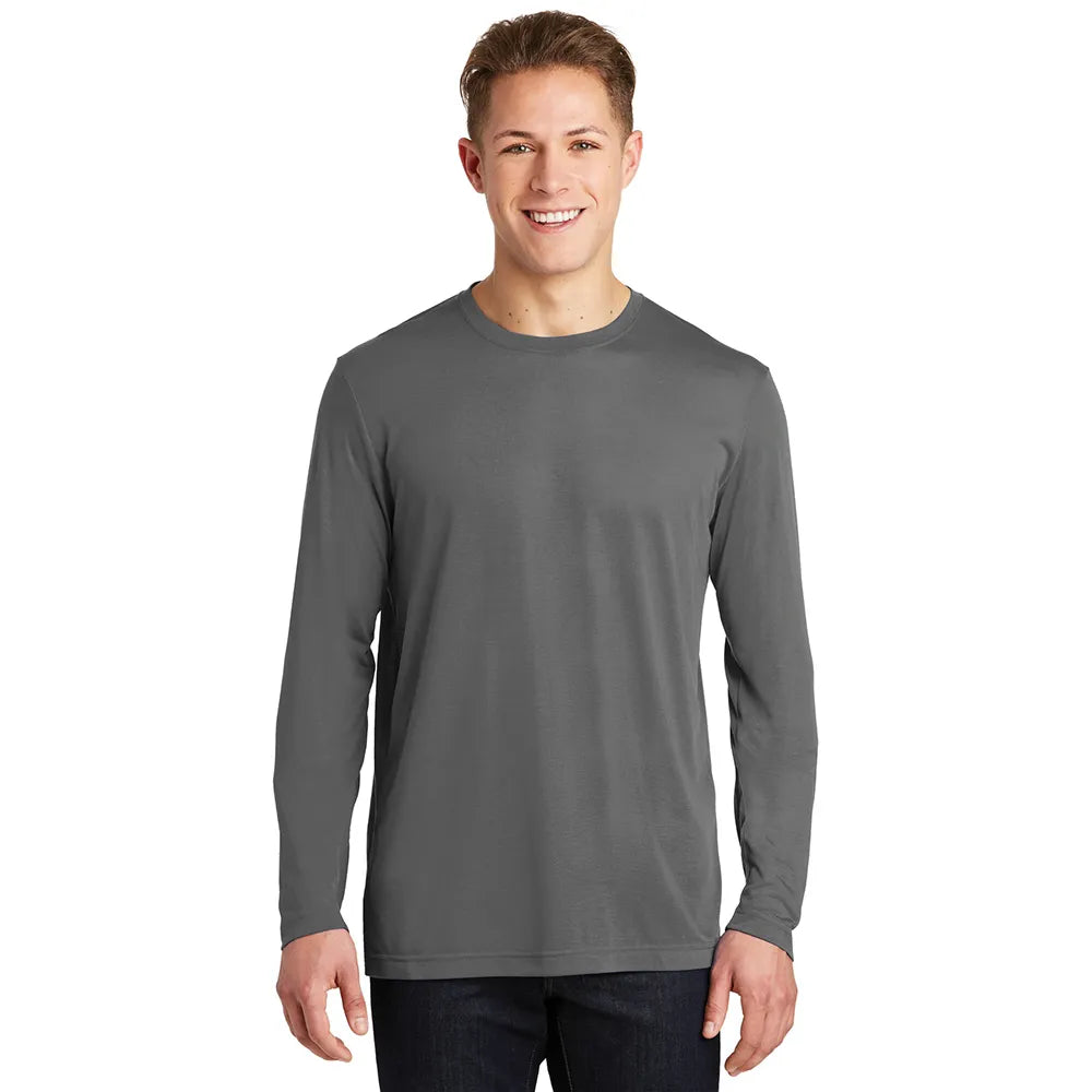 Sport-Tek Long Sleeve PosiCharge Competitor Cotton Touch Tee Decorated - Dark Smoke Grey