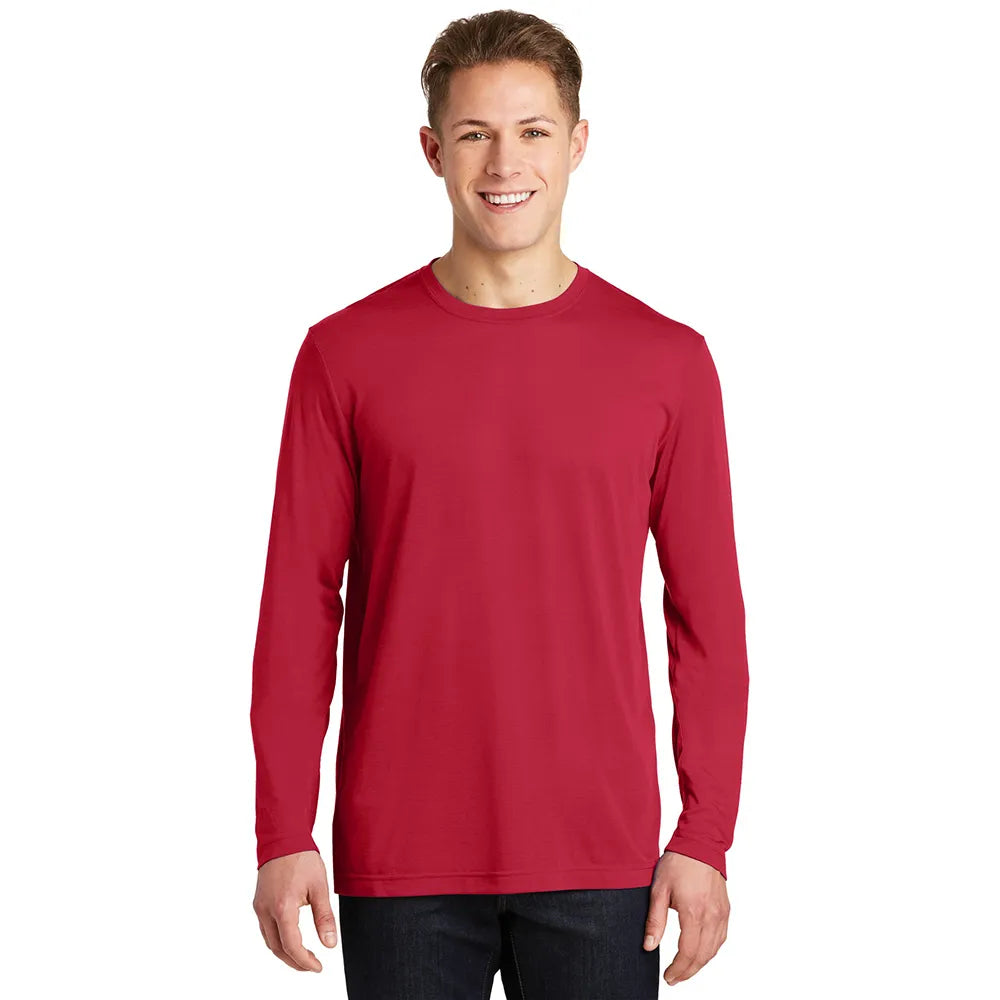 Sport-Tek Long Sleeve PosiCharge Competitor Cotton Touch Tee Decorated - Deep Red
