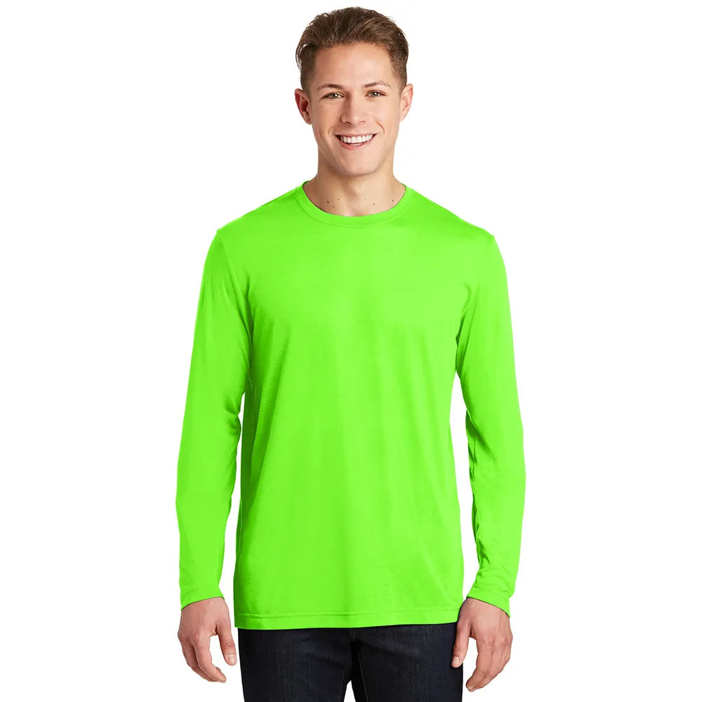 Sport-Tek Long Sleeve PosiCharge Competitor Cotton Touch Tee Decorated - Neon Green, Neon Yellow, Silver Grey