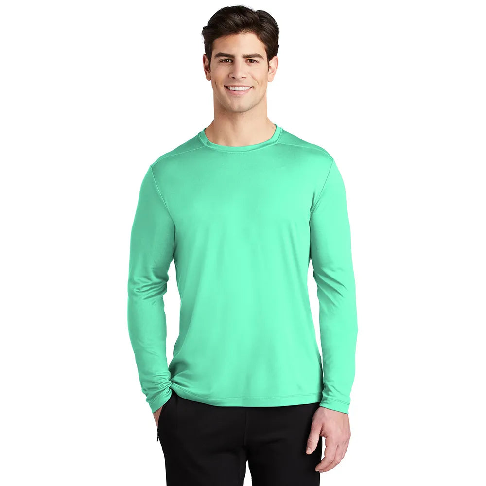 Sport-Tek Posi-UV Pro Long Sleeve Tee Decorated - Bright Seafoam Green