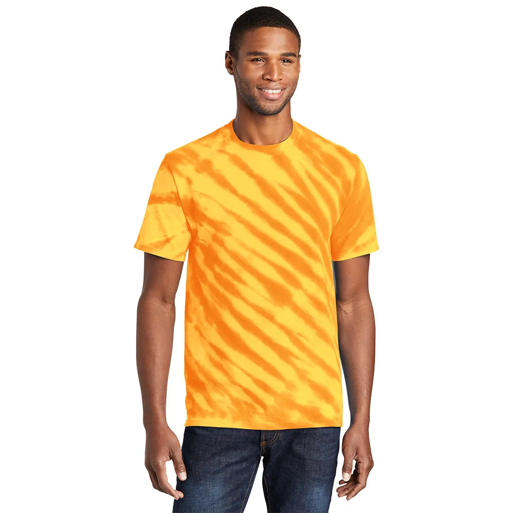 Port & Company Tiger Stripe Tie-Dye Tee Decorated - Gold