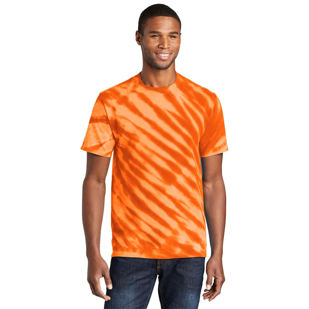 Port & Company Tiger Stripe Tie-Dye Tee Decorated - Orange