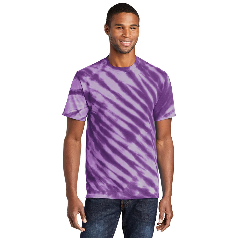 Port & Company Tiger Stripe Tie-Dye Tee Decorated - Red