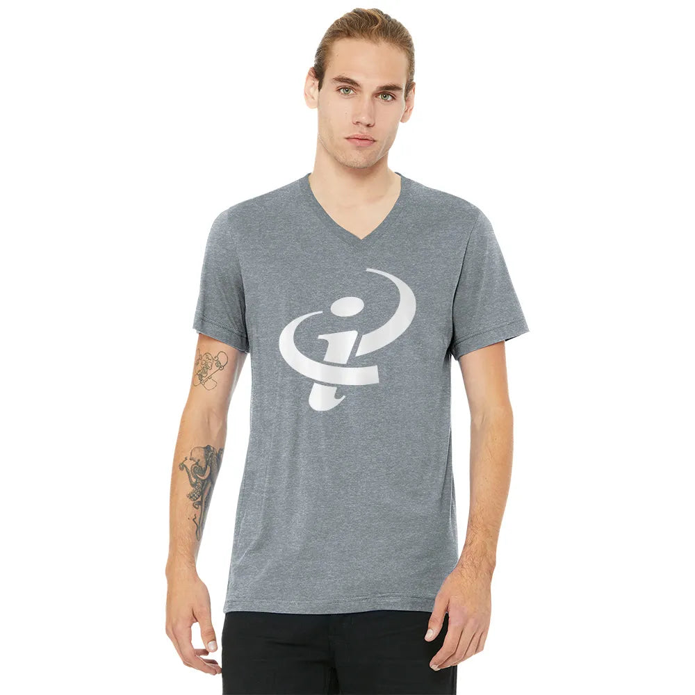 BELLA+CANVAS Unisex Heather CVC V-Neck Tee Decorated - Athletic Heather Grey