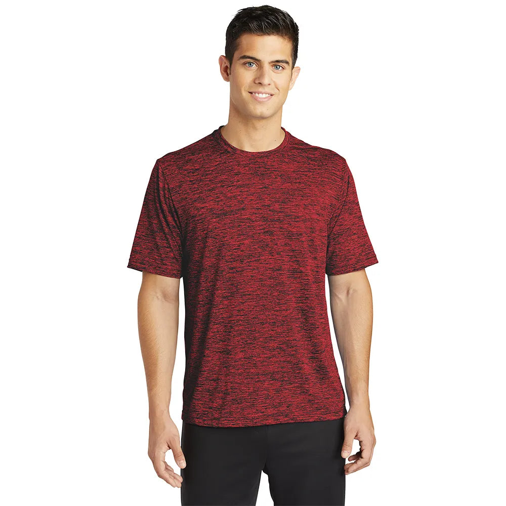 Sport-Tek PosiCharge Electric Heather Tee Decorated - Deep Red-Black Electric