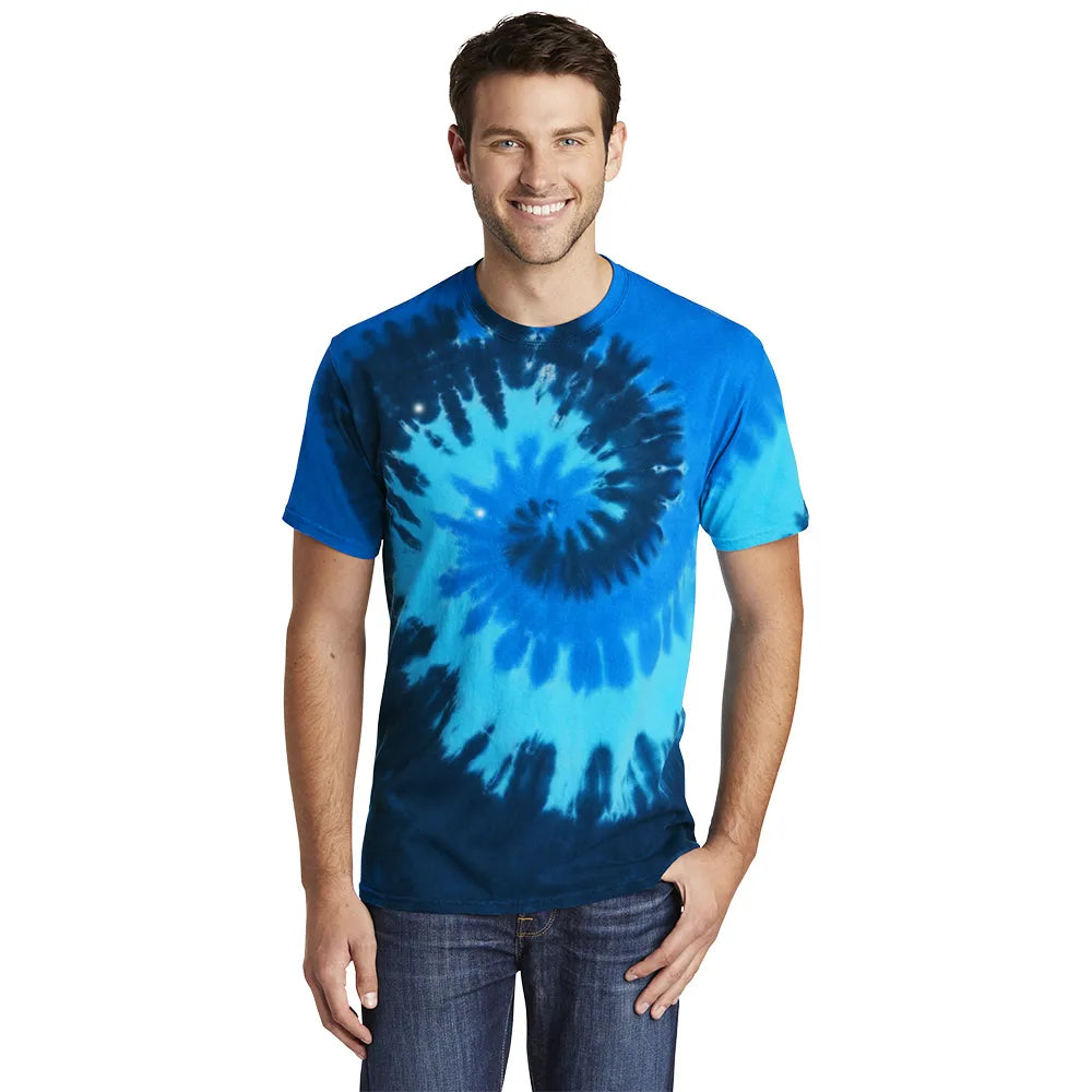 Port & Company Tie-Dye Tee Decorated - Ocean Rainbow Blue