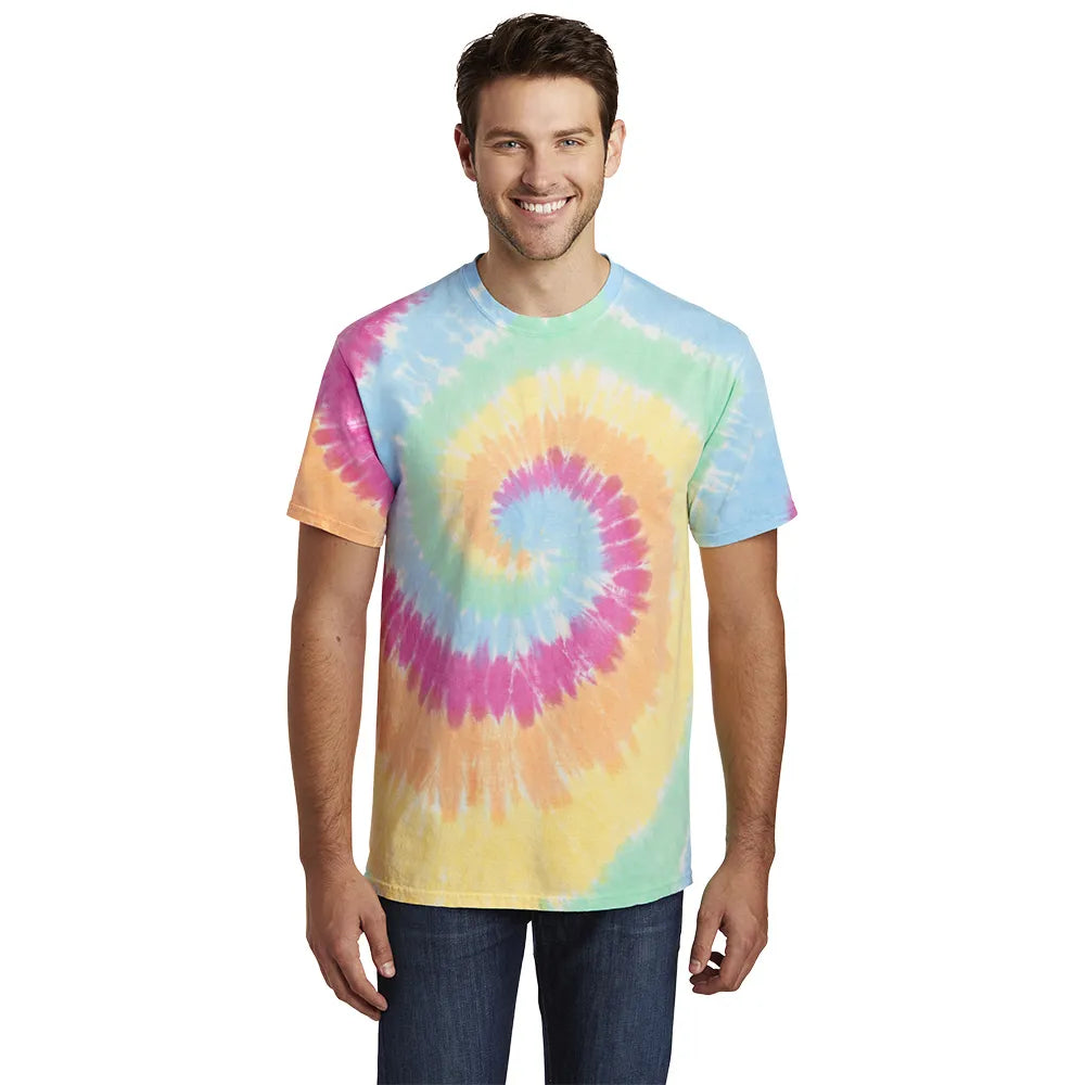 Port & Company Tie-Dye Tee Decorated - Pastel Rainbow multicolored