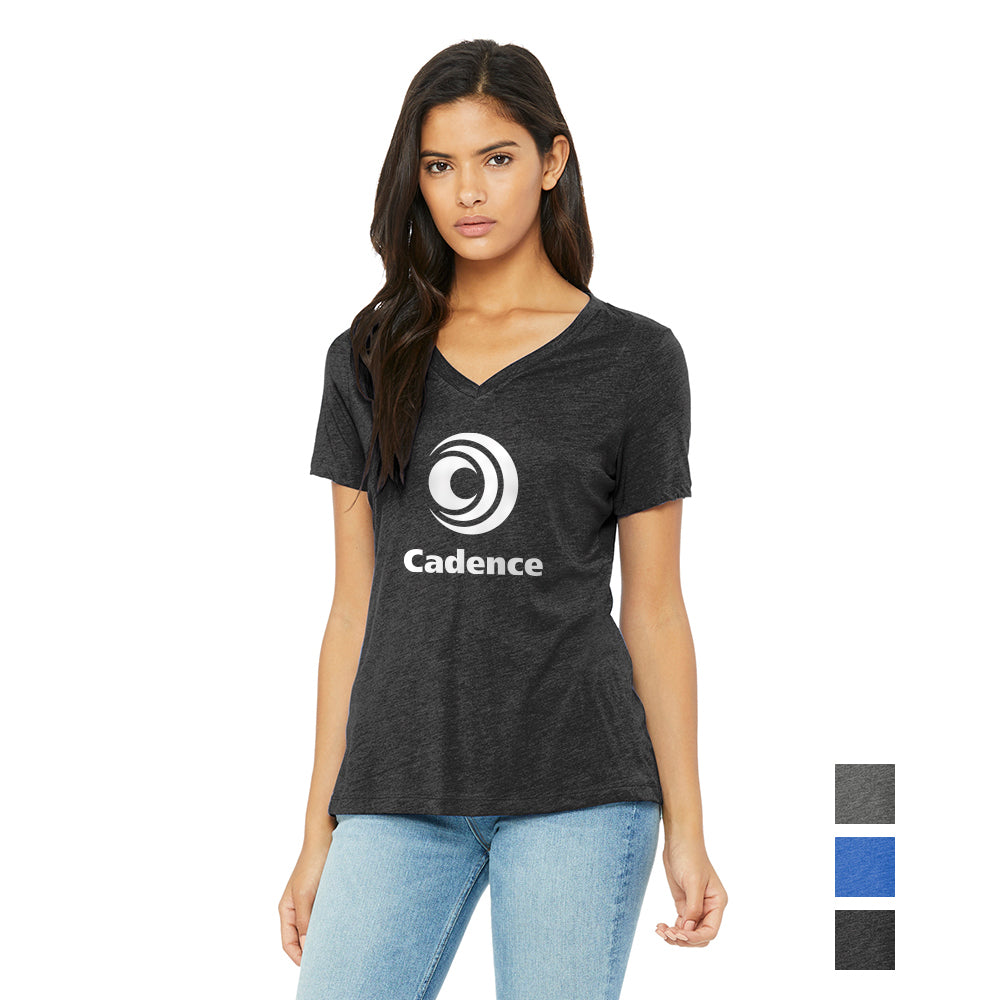 BELLA+CANVAS Women’s Relaxed Triblend V-Neck Tee Decorated - True Royal Blue Triblend