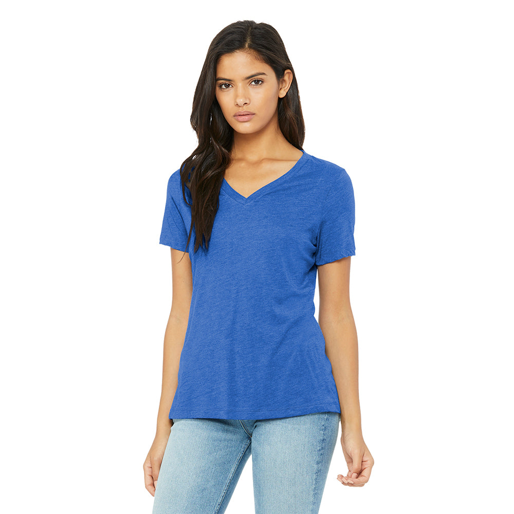 BELLA+CANVAS Women’s Relaxed Triblend V-Neck Tee Decorated