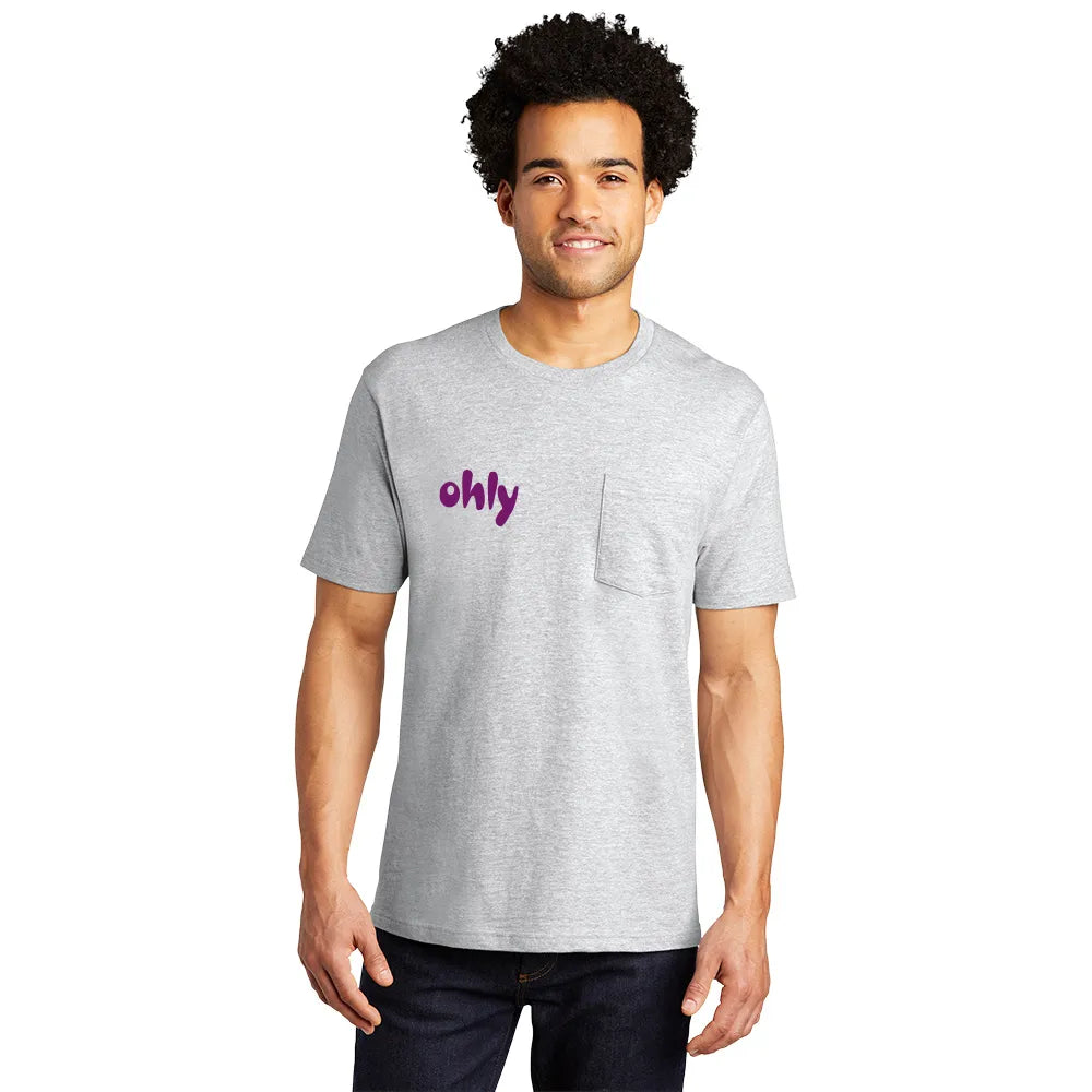 Port & Company Bouncer Pocket Tee Decorated - Ash Grey