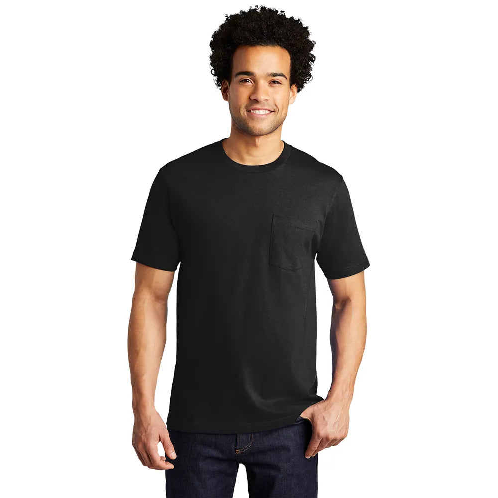 Port & Company Bouncer Pocket Tee Decorated - Deep Black