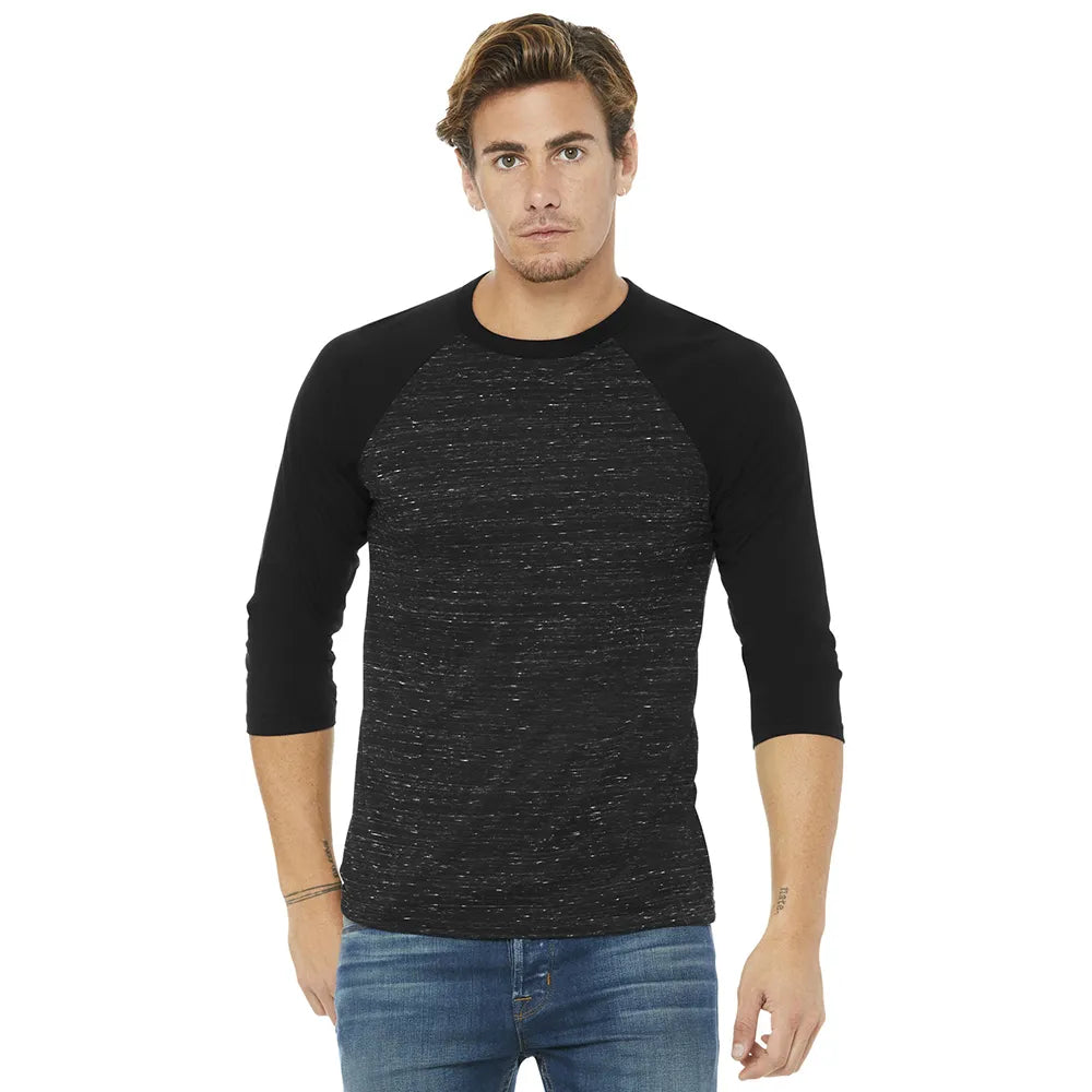 BELLA+CANVAS Unisex 3/4-Sleeve Baseball Tee Decorated