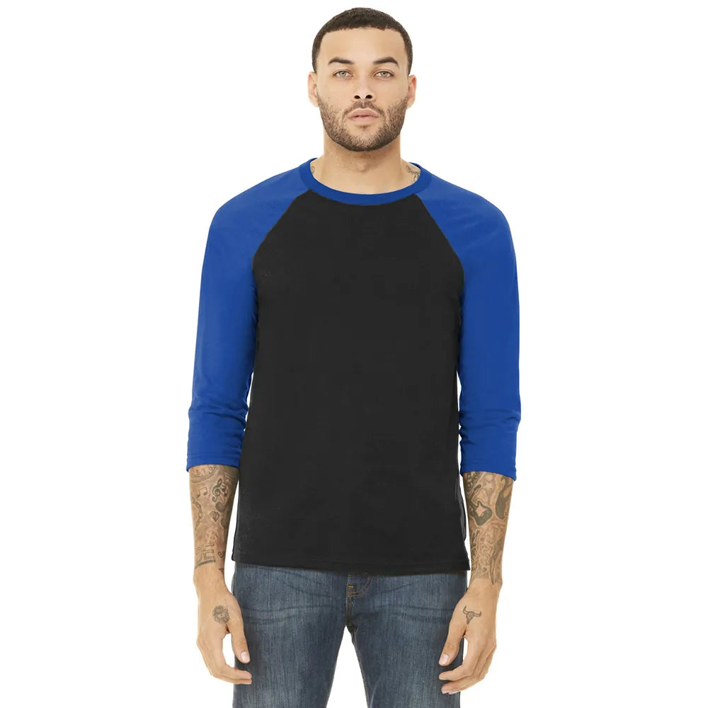 BELLA+CANVAS Unisex 3/4-Sleeve Baseball Tee Decorated