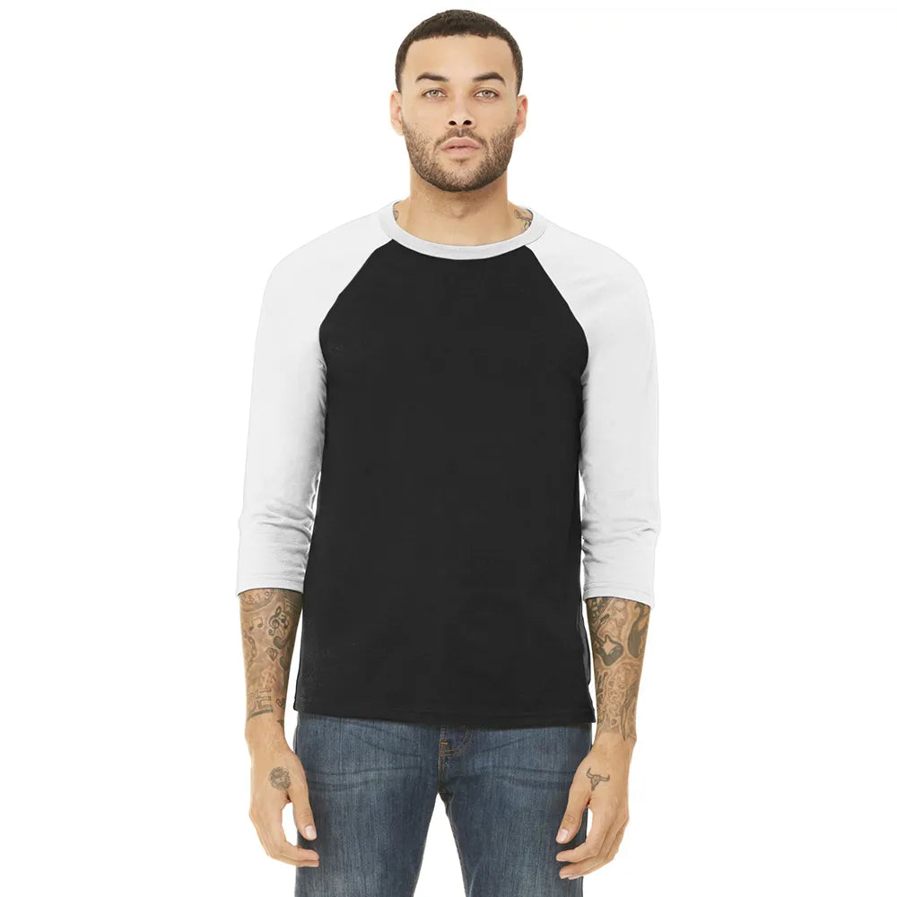 BELLA+CANVAS Unisex 3/4-Sleeve Baseball Tee Decorated
