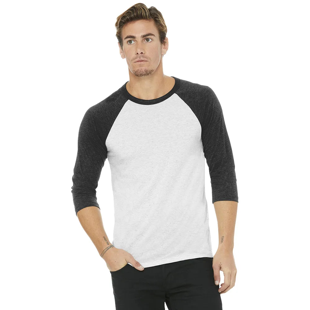 BELLA+CANVAS Unisex 3/4-Sleeve Baseball Tee Decorated