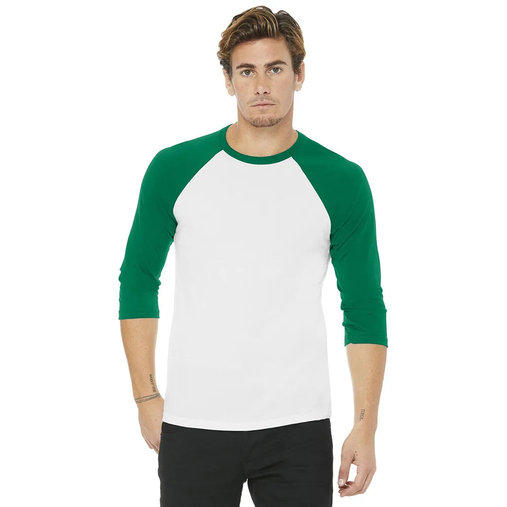 BELLA+CANVAS Unisex 3/4-Sleeve Baseball Tee Decorated