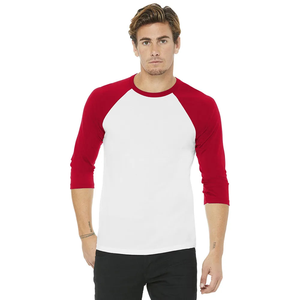 BELLA+CANVAS Unisex 3/4-Sleeve Baseball Tee Decorated