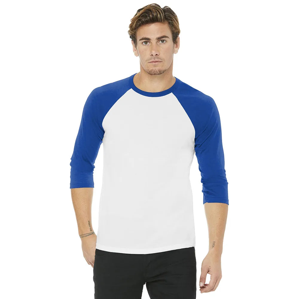 BELLA+CANVAS Unisex 3/4-Sleeve Baseball Tee Decorated