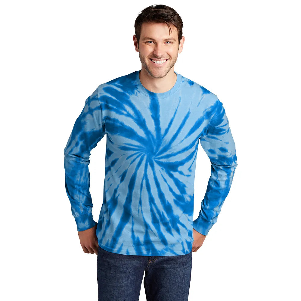 Port & Company Tie-Dye Long Sleeve Tee Decorated - Royal Blue