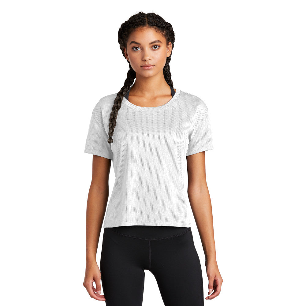 Sport-Tek Women's PosiCharge Draft Crop Tee Decorated - White