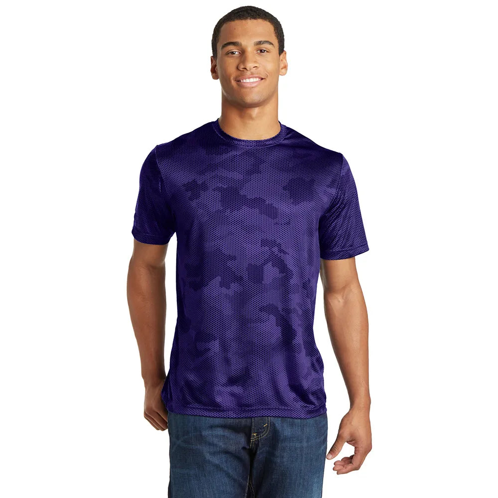 Sport-Tek CamoHex Tee Decorated - Purple