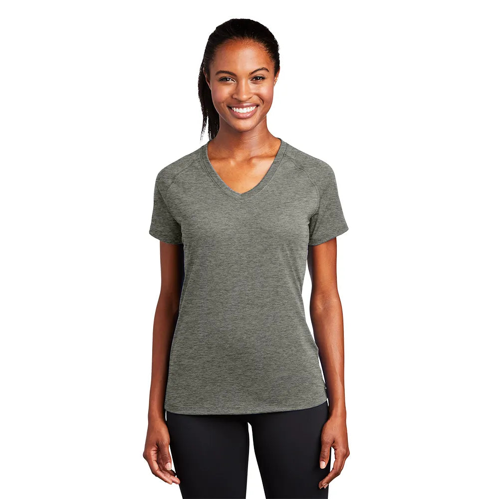 Sport-Tek Women's Ultimate Performance V-Neck Decorated - Heather Grey