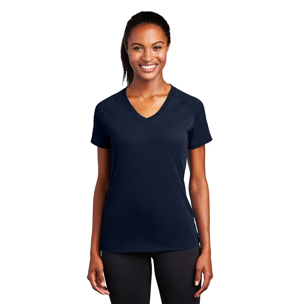 Sport-Tek Women's Ultimate Performance V-Neck Decorated - True Navy Blue