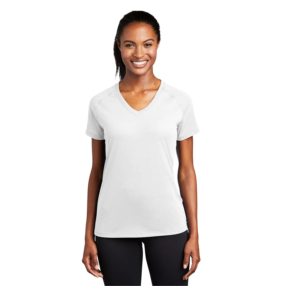 Sport-Tek Women's Ultimate Performance V-Neck Decorated - White